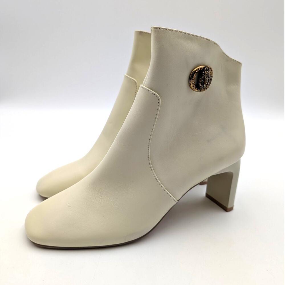 Kurt Geiger London Chelsea Square Toe Boot Women's Bone Leather Size US7.5 EU38
